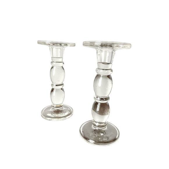 Yankee Candle Pair Glass Candle Holders - Picture 1 of 7
